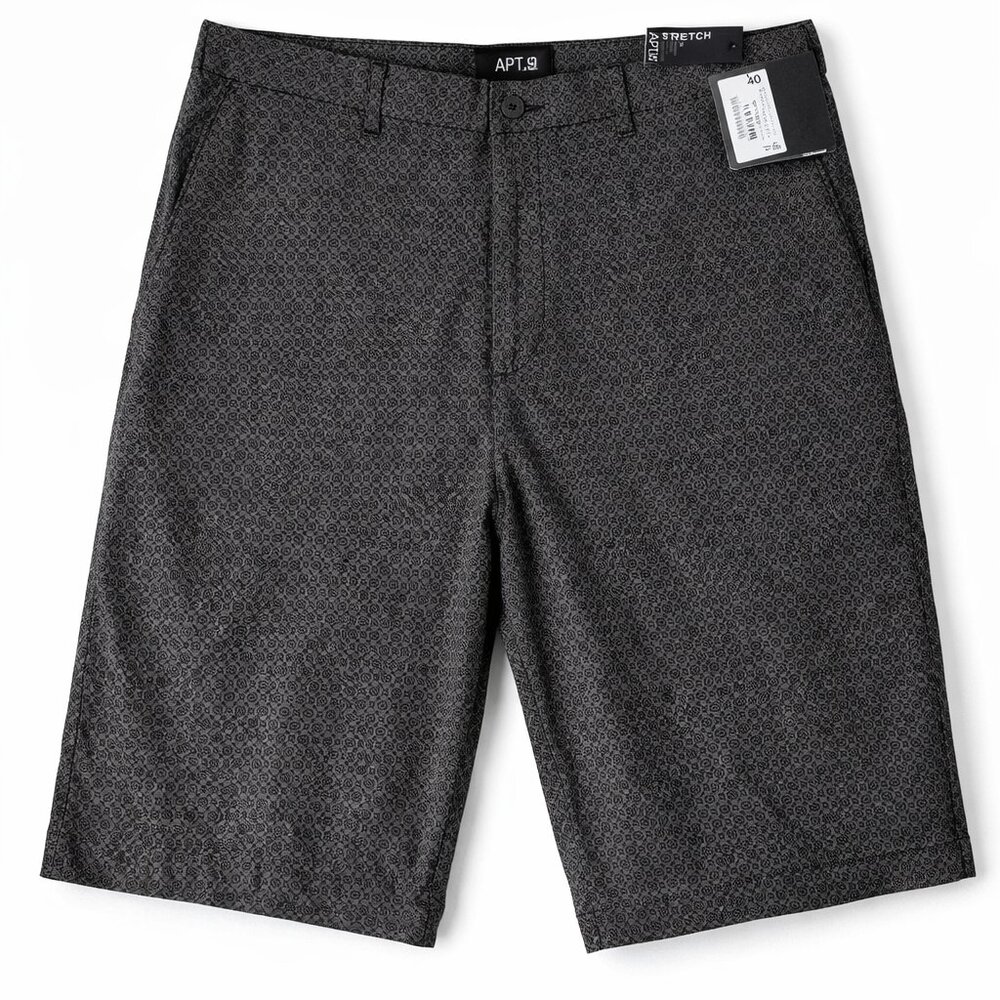 APT 9 Men’s Stretch Shorts Gray Patterned Size 40 NWT